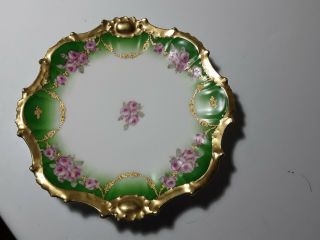 Antique Ls&s Limoges France Heavy Gold Trim Hand Painted Plate 8 1/2 "