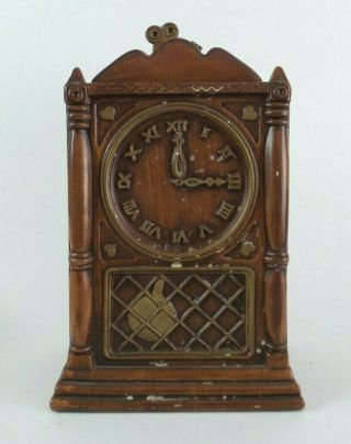 Vintage Treasure Craft Usa Clock Porcelain Cookie Jar W/lid