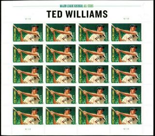 Scott 4694 Ted Williams Red Sox Baseball Player Sheet Of 20 Forever Stamps