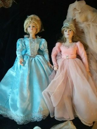 1987 1988 Danbury 24” Cinderella Doll And Fairy Godmother Porcelaine