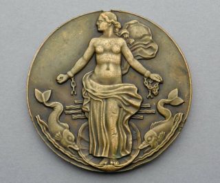 French Medal.  Nude Woman,  Female,  Marianne.  Art Deco.  By Jean Vernon.
