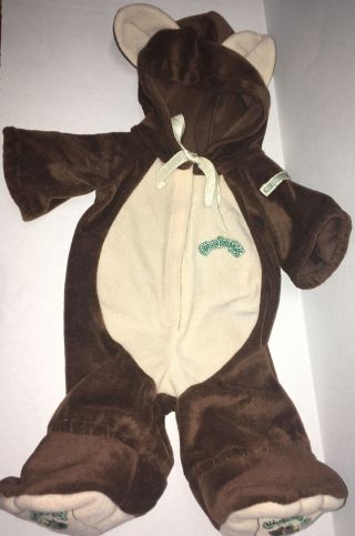 Authentic Vintage Cabbage Patch Kids Outfit Brown Teddy Bear Footed Pajamas Cpk