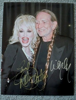 Willie Nelson & Dolly Parton Hand Signed 8 1/2 X 11 Color Photo /