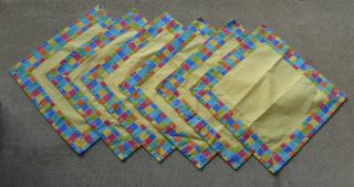 6 Villeroy & Boch Twist Alea Limone Square Tile Mosaic Yellow Fabric Napkins