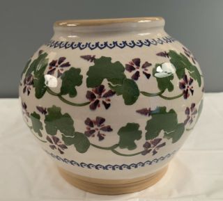 Vintage Nicholas Mosse Ireland Art Pottery Vase Pansy Pattern 5 1/4 " Tall