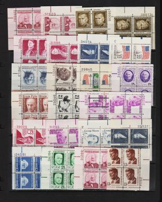 U.  S.  - Definitive Plate Blocks - Face $ 21.  88