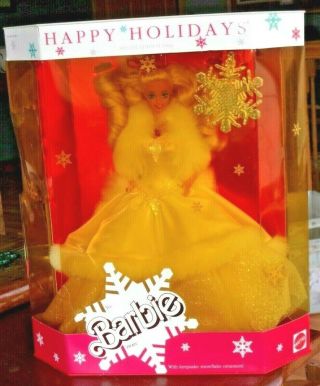 Special Edition 1989 Happy Holidays Barbie Doll With Snowflake Ornament 3523
