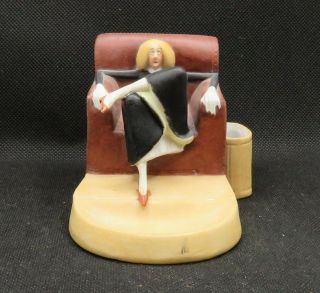 Schafer Vater Figurine Germany Lady In Chair Match Holder Ashtray