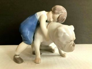 B&g Bing & Grondahl Figurine 1790 Boy & Bulldog Two Friends