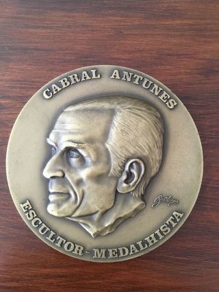 And Rare Antique Bronze Medal Of The Famous Medalist Cabral Antunes