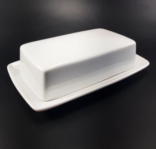 Apilco 601 White Porcelain Covered Butter Dish French Modern Minimalist