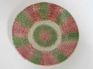 Antique 19th Century Cranberry And Green Spatterware Bowl 4 1/2 "