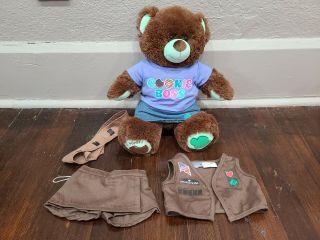 Build A Bear Girl Scouts 16 " Thin Mints Cookie Bear Plush With Outfit & Uniform