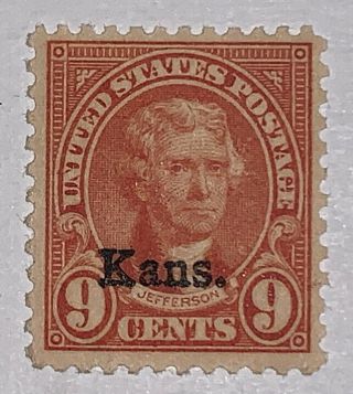 Travelstamps: 1929 Us Stamps Scott 667 Jefferson Kansas Overprint Mnhog 9c