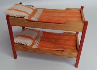 Vintage Lundby Swedish Wood Dollhouse Bunk Bed