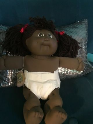 Vintage Cabbage Patch Doll African American Girl Toddler Kids Pony Tails 80 