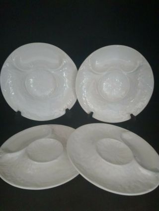 Set Of 4 Williams Sonoma White Pottery Artichoke Plates 8 3/4 "