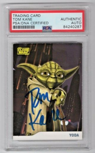 2008 Topps Star Wars The Clone Wars Tom Kane Yoda Signed Auto Card 7 Psa/dna