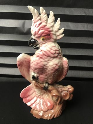 Vtg Maddux Pink Cockatoo Parrot Planter Figurine California Pottery 10 " Ygf