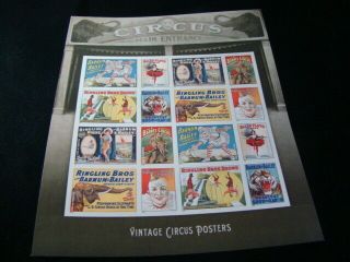 U.  S.  Scott 4898 - 4905 Pane Of 16 Never Hinged Circus Posters