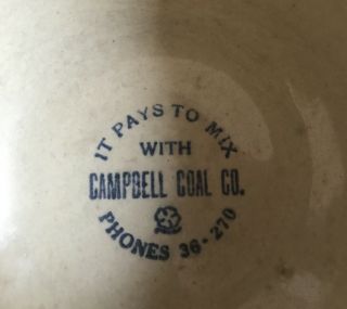 Antique Red Wing Sponge band Grey line Stoneware Bowl advertising Campbell Coal 3