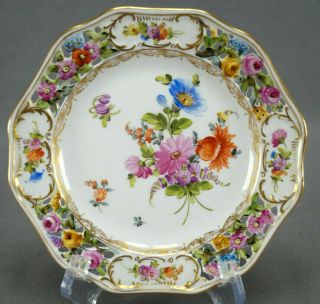 Carl Thieme Dresden Hand Painted Reticulated Floral & Gold Bread Plate H