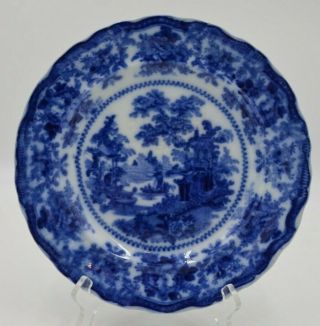 Antique W Adams Son Flow Blue Leone China Dinner Plate Fairy Villas 10 1/4 "
