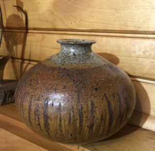 Vintage Studio Pottery Signed Earth Tones Bud Vase Diffuser Drip Signed 1975 Mcm