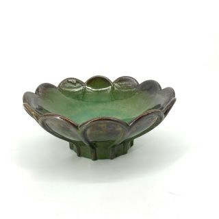 Vintage Mcm Rare Royal Haeger 3545 Pottery Large Green Scalloped Rim Bowl