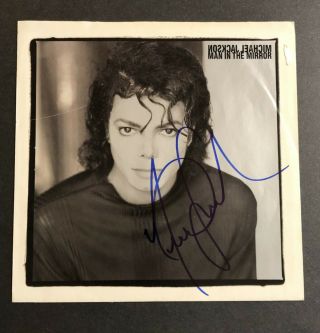 Michael Jackson Autographed 45 Rpm Picture Sleeve,  " Man In The Mirror,  " No Vinyl