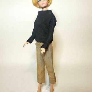 Vintage Barbie Clone Tressy Hootenanny Slacks & Sweater Black & Tan Fair Cond