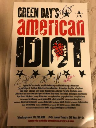 American Idiot Broadway Musical 2010 Poster Signed By Cast