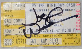 Joe Walsh The Eagles Signed/autographed Concert Ticket 1987 Loa