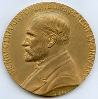 France Medal Henri Germain Founder Of Credit Lyonnais 1910 By Pillet 80mm 231gr