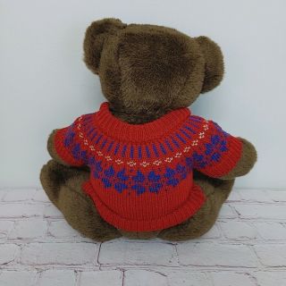 Ralph Lauren Vintage 2000 Brown Plush Teddy Bear Red Polo Alpine Sweater 14 inch 3