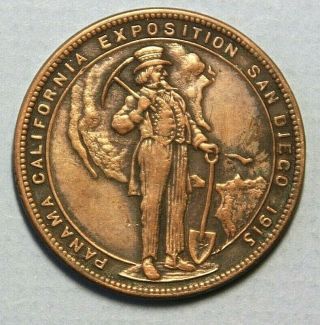 San Diego California Panama Exposition August 15 1914 Bronze 34mm Medal
