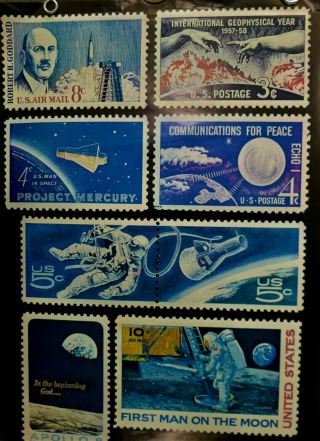 3 Vintage Us Postal Service Lobby Stamp Posters Space Environment Transp