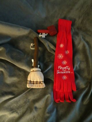 Build A Bear Accessories Frosty The Snowman Red Scarf,  Broom And Pipe - Euc
