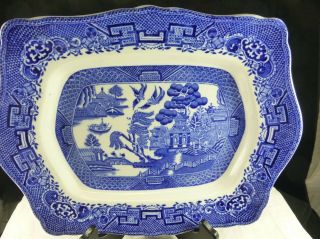 Antique 13 " Royal Venton Ware Blue Willow John Steventon Tray Platter