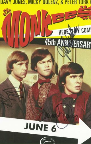 The Monkees autographed concert poster Peter Tork,  Micky Dolenz,  Davy Jones 2