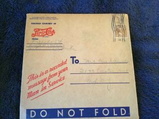 Usa Scott 805 On Cover - Record Mailed From Wwii Courtesy Of Pepsi