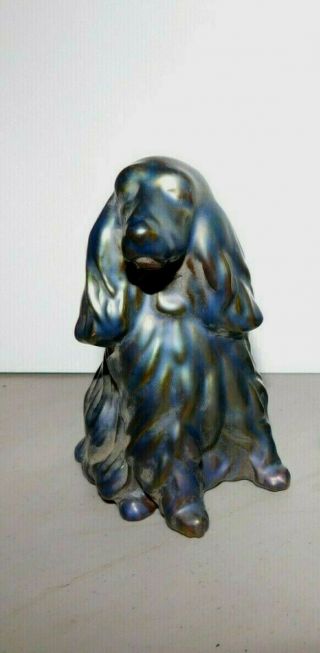 Zsolnay Hungary Eosin Blue Green Spaniel Dog Figurine