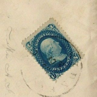 Us Stamp Cover Sc 63 To Massachusetts Franklin 1860s Id 468
