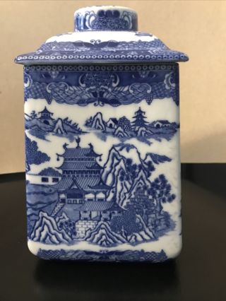Ringtons Limited Tea Merchants Square Tea Caddy or Biscuit Canister - Blue Willow 2