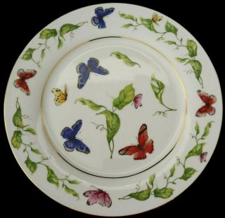 Set Of 4 Godinger Butterfly Garden Dinner Plates 10 1/2 "