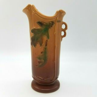 Vintage Weller Pottery Oak Leaf Vase Brown 6 1/2 Inches