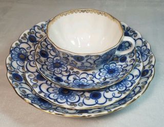 Lomonosov Porcelain Cup/saucer/dessert Plate/cake Dish,  Bindweed Winding Twig