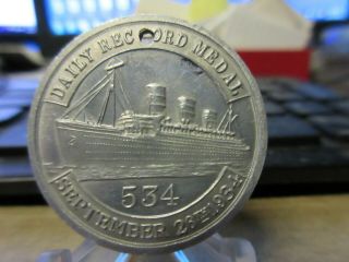 1934 Gb / Daily Record Medal For Launching Of Cunard 534 / Queen Mary Al 31mm