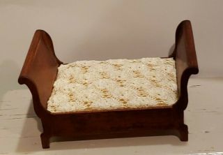 Handsome 1:24 Scale Half Scale Dollhouse Miniature Sleigh Bed,  Artisan