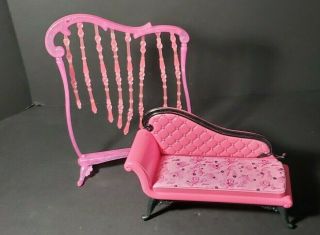 Barbie Mattel Doll Chaise Lounge Pink & Black Sofa Couch Glam 2008 & Screen